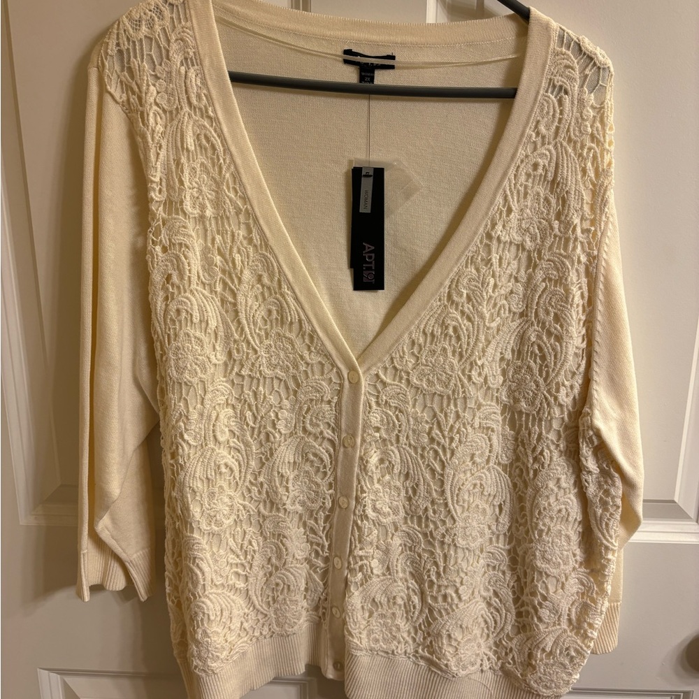 Apt. 9 Women's Ivory Lace Cardigan
